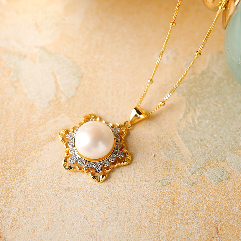 Pearl Snowflake Necklace