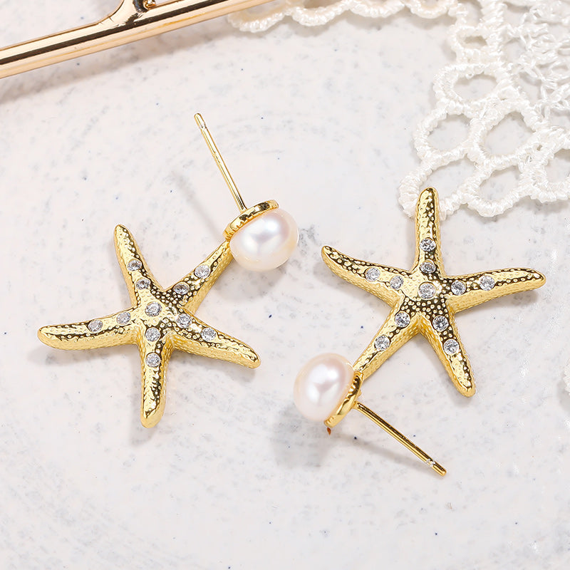 Starfish Pearl Earrings