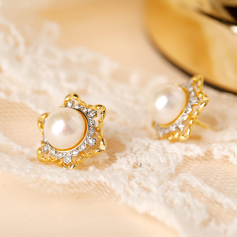 Pearl Snowflake Earrings