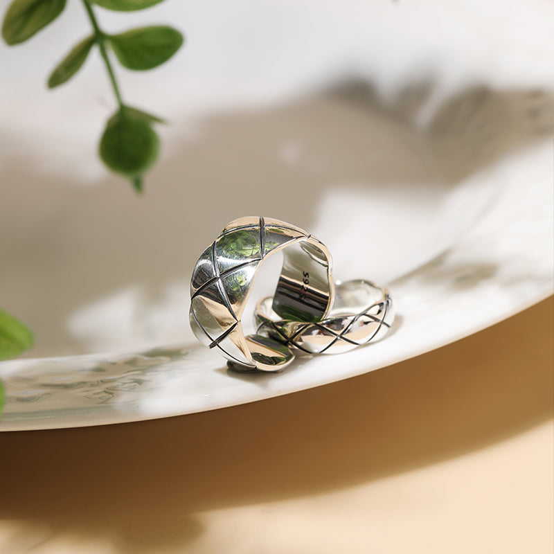 Geometric Vintage Wide Ring