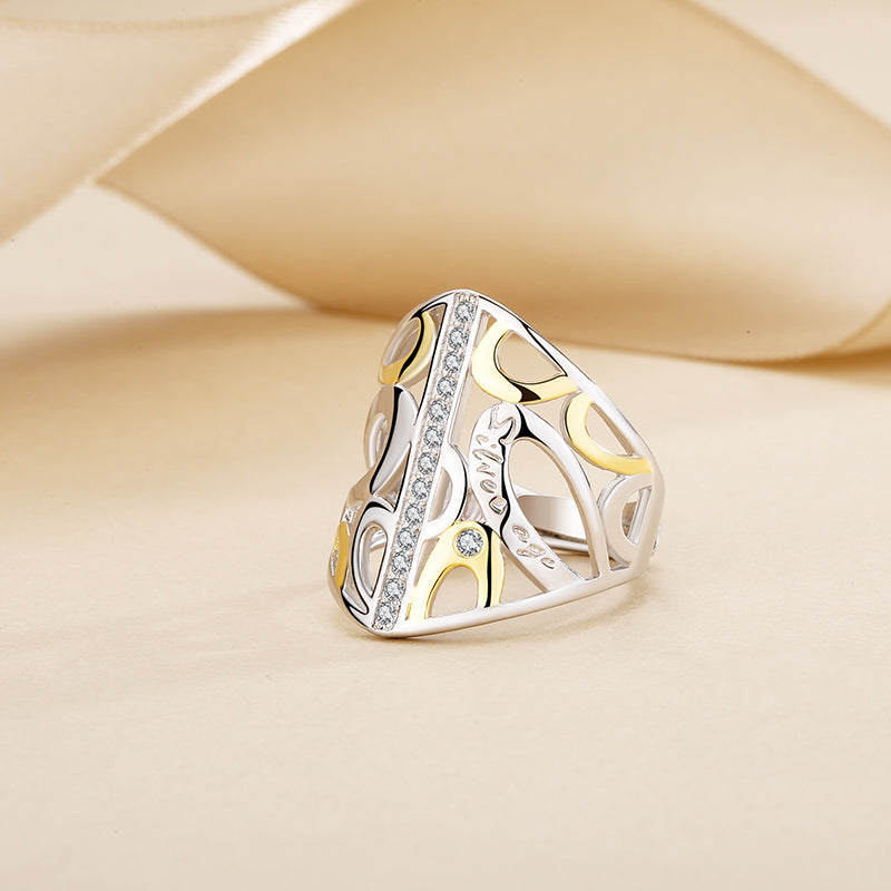 Sea Pianist Hollow Circular Zircon Ring