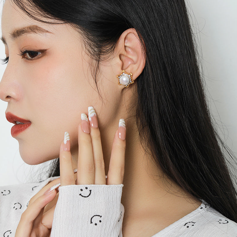 Pearl Snowflake Earrings