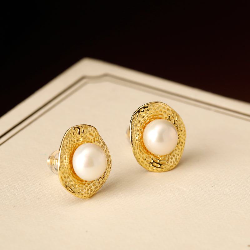 Pearl Lotus Leaf Earrings
