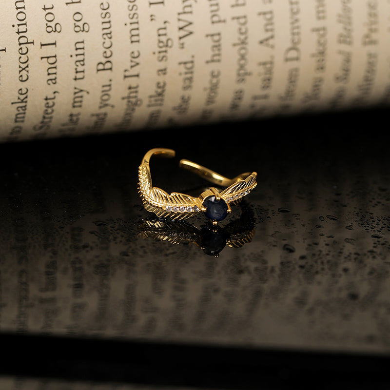 Sapphire Feather Ring