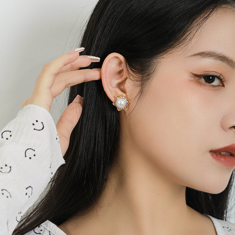 Pearl Snowflake Earrings