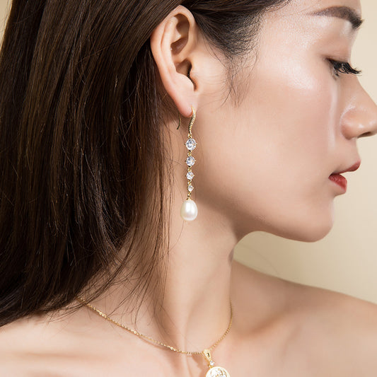 Baroque Pearl Zirconia Earrings