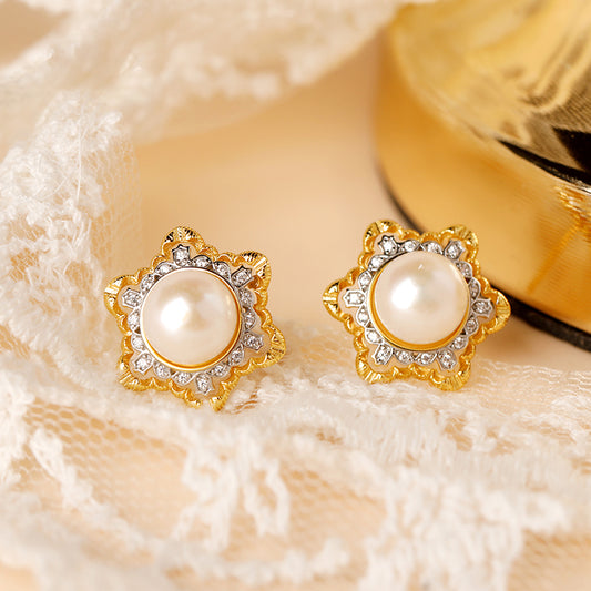 Pearl Snowflake Earrings