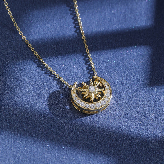 Gold Star and Moon Necklace