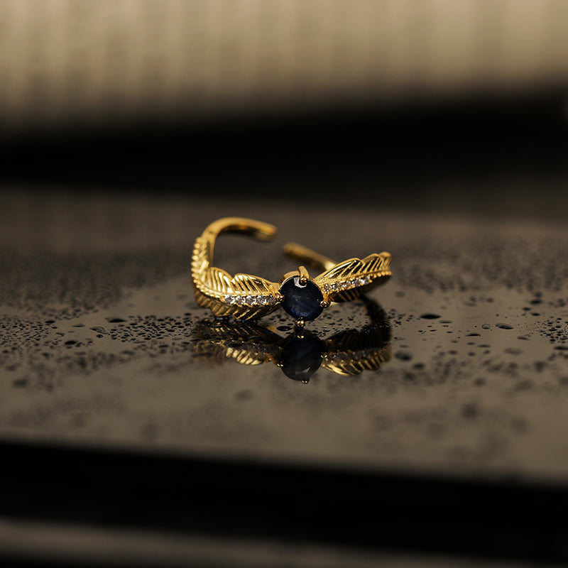Sapphire Feather Ring
