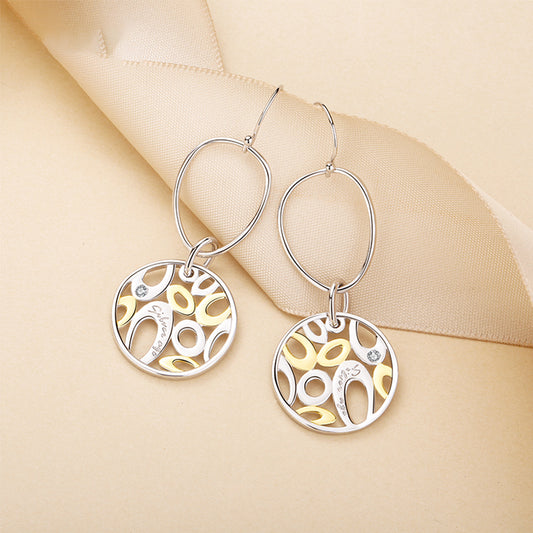 Sea Pianist Hollow Circular Zircon Earrings