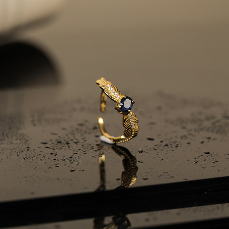 Sapphire Feather Ring